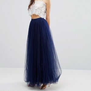 Maxi blue tulle skirt